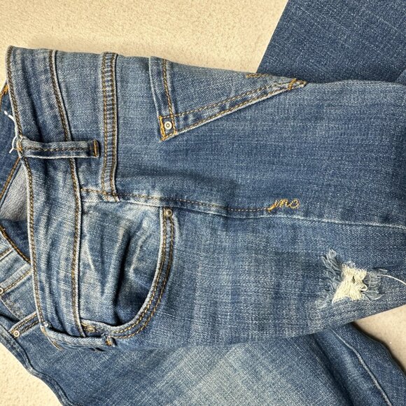 INC Denim Womens Straight Leg Curvy Fit Size 4 Blue Jeans Distressed - Picture 10 of 16